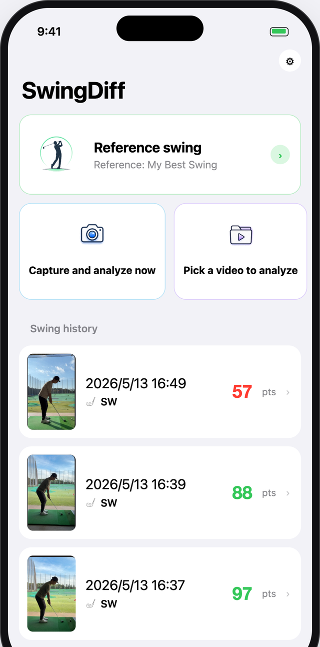 Home — swing history with scores